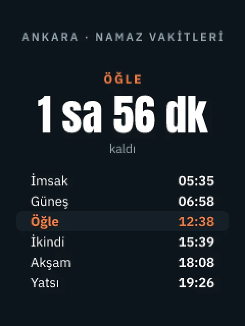 Namaz vakti ekranı